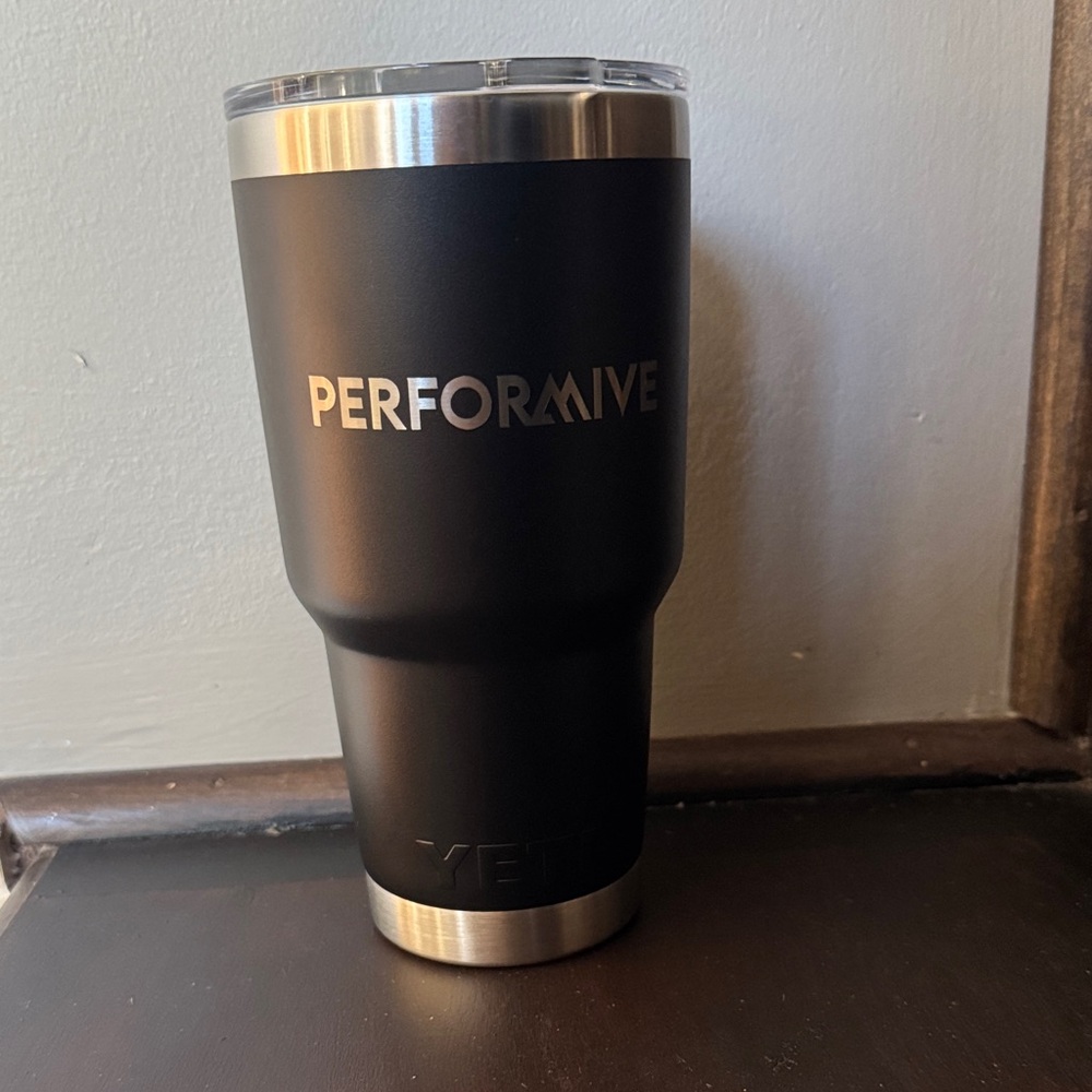 Yeti Black Tumbler with Silver Detailing